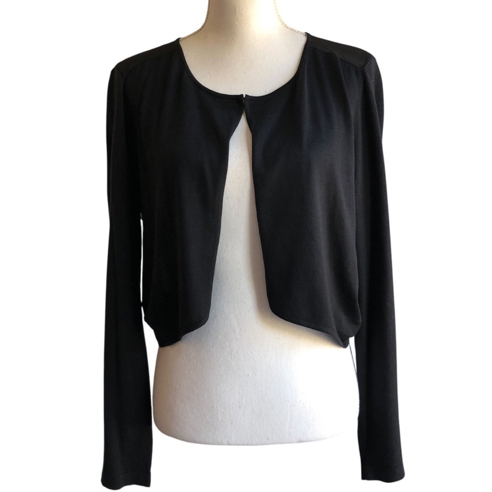 Lafayette 148 New York Silk Cotton Black Cropped Bolero Size Large